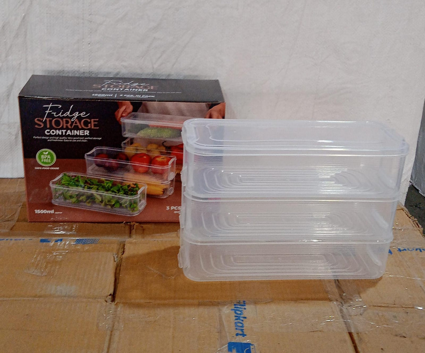 Stackable Fridge Storage Containers Pack Of 3pcs 1500ml