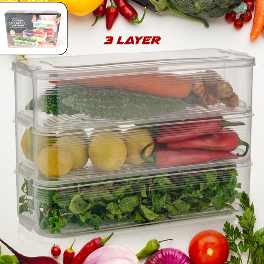 Stackable Fridge Storage Containers Pack Of 3pcs 1500ml
