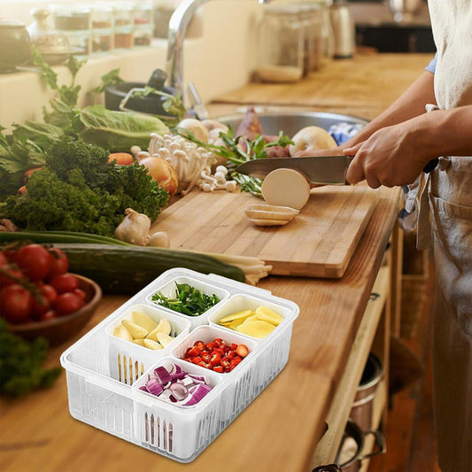 6-Grid Fridge Storage Box β Vegetable & Food Organizer