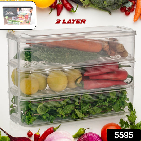 Stackable Fridge Storage Containers Pack Of 3pcs 1500ml