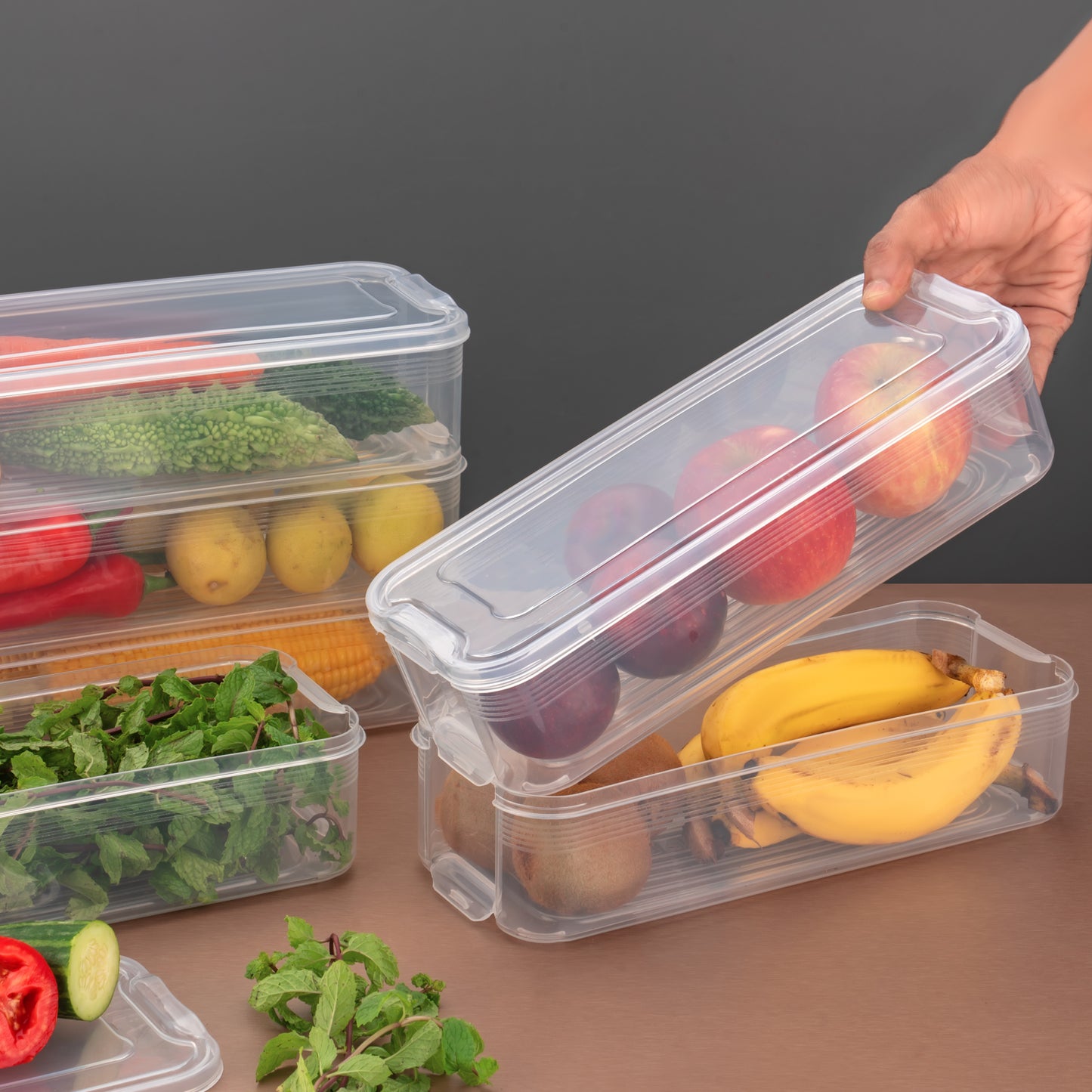 Stackable Fridge Storage Containers Pack Of 3pcs 1500ml