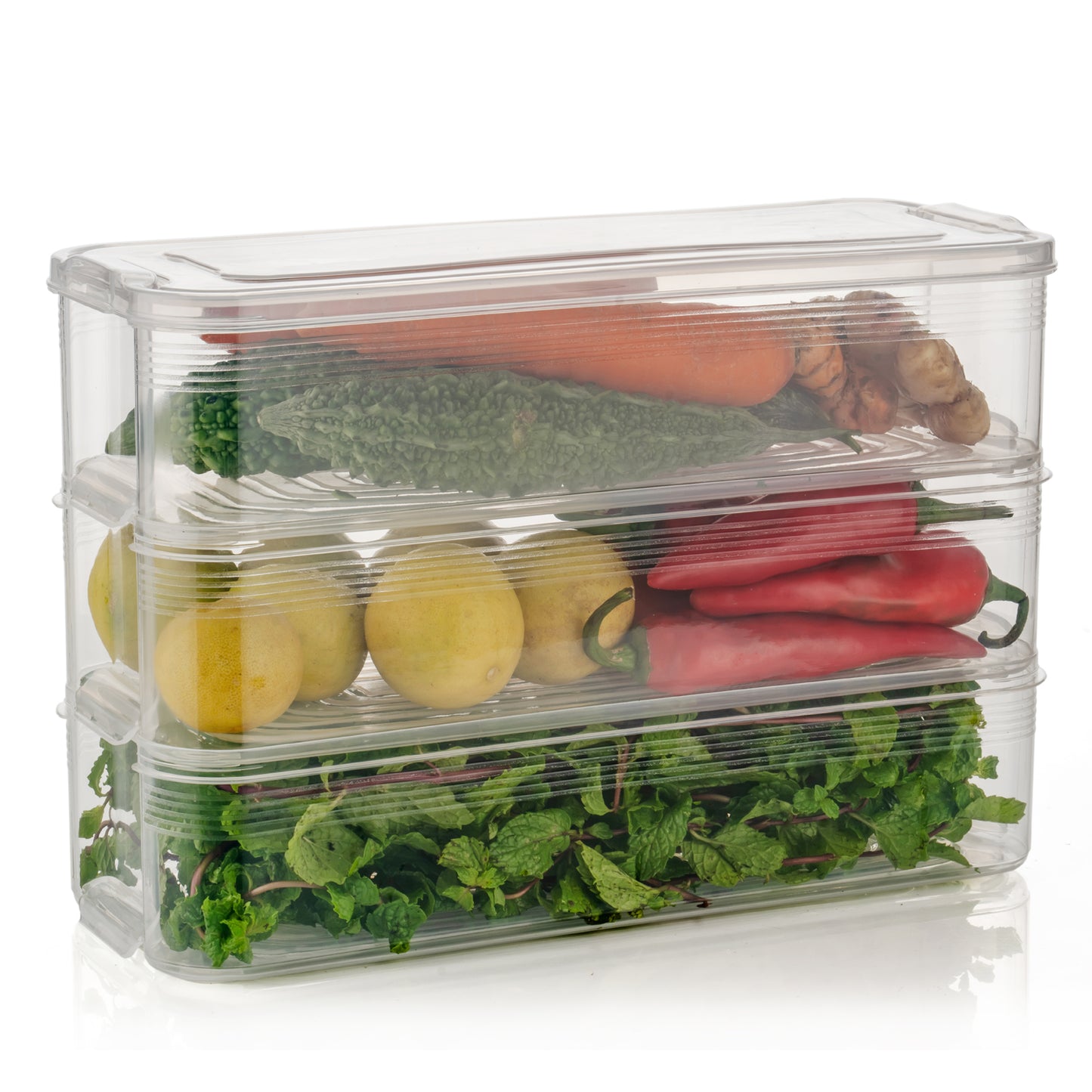 Stackable Fridge Storage Containers Pack Of 3pcs 1500ml